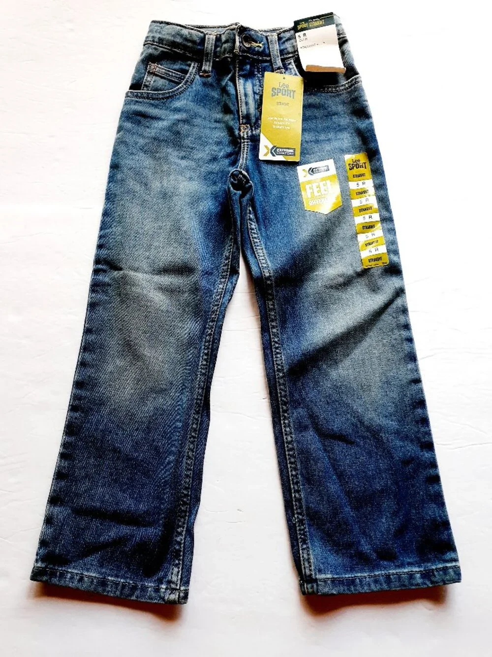 Lee Sport Boys Jeans Straight Adjustable Waist Extreme Comfort 5 New